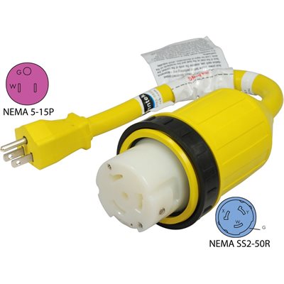 ADAPTATEUR MÂLE 15A à FEMELLE 50A 125 / 250V